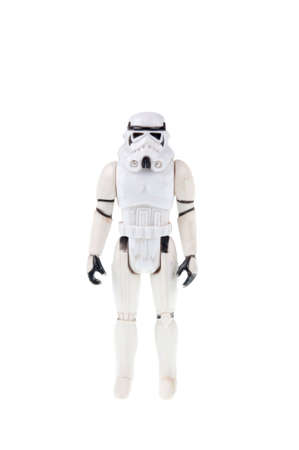 Adelaide, Australia - July 18, 2015:An isolated shot of a 1977 vintage Stormtrooper action figure from the Star Wars movie. Merchandise from the Star Wars movies are highy sought after collectables.のeditorial素材
