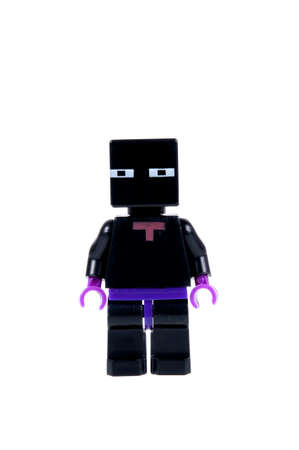 Adelaide, Australia - September 7, 2015: A studio shot of a Black Enderman Lego minifigure from the popular Minecraft game. Lego is extremely popular worldwide with children and collectors.のeditorial素材