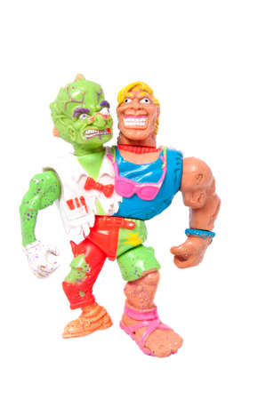 Adelaide, Australia - May 22, 2015: A photo of a Headbanger action figure from the animated series Toxic Crusaders. Based on the Toxic Avenger movies the series aired on television in the 1990's. Merchandise from this area are highly sought after collectaのeditorial素材