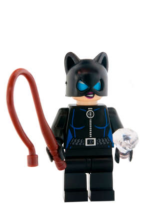 Adelaide, Australia - January 30, 2015: A studio shot of a Catwoman Lego minifigure from the DC Comics and Movies. Lego is extremely popular worldwide with children and collectors.のeditorial素材