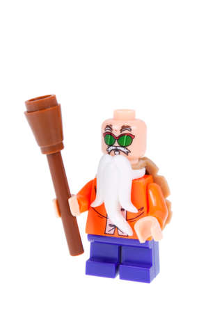 Adelaide, Australia - October 26 2015:A studio shot of a Master Roshi custom Lego minifigure from the popular Dragonball Z animated series. Lego is extremely popular worldwide with children and collectors.のeditorial素材