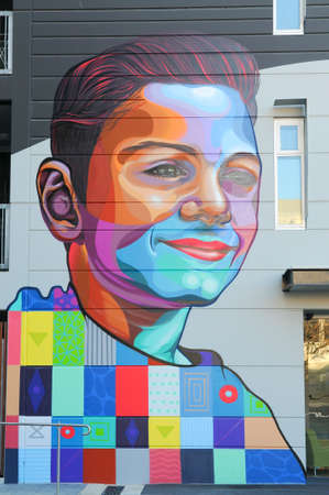 ADELAIDE, AUSTRALIA - September 26, 2015: Street art by unidentified artist in the Adelaide CBD. Adelaide city council recognises the importance of street art in creating a vibrant city.のeditorial素材