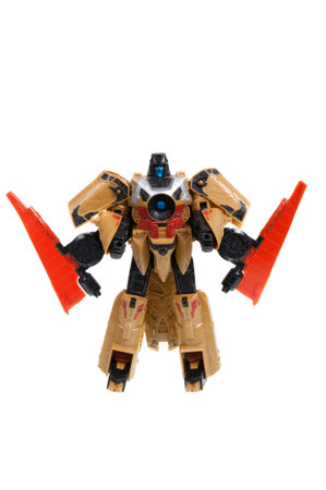Adelaide, Australia - December 11, 2015: A studio shot of a Transformers Action Figure from the...