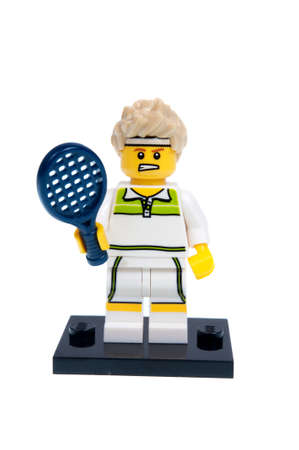 Adelaide, Australia - December 07 2015:A studio shot of a Tennis Ace Series 7 Lego minifigure from Minifigure Series 7. Lego is extremely popular worldwide with children and collectors.のeditorial素材