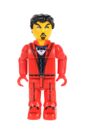 Adelaide, Australia - February 21, 2016: A studio shot of a Jack Stone Lego minifigure. Lego is...