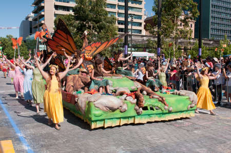 Adelaide, Australia - November 14, 2015: One of the floats in the annual credit union christmas pagaent. The parade is sponsored by South Australian Credit Unions and attracts over 300,000 people annually.のeditorial素材