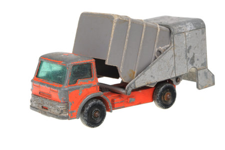 Adelaide, Australia - May 24, 2016:An isolated shot of a 1966 Refuse Truck Matchbox Superfast Diecast Toy Vehicle. Replica diecast toy cars made by Matchbox are highly sought after collectables.のeditorial素材