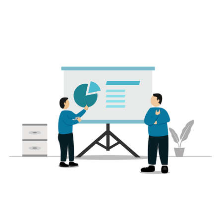 Flat design people on business presentationのイラスト素材