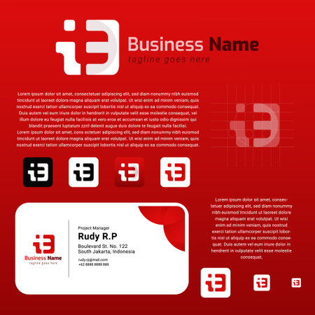 white space Letter i t e Logo design template free personal use with red colorのイラスト素材