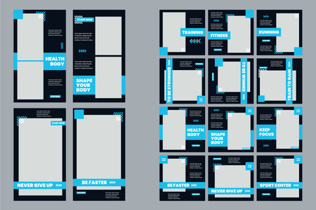 Set of modern flyer, poster, brochure design templates in blue color.のイラスト素材