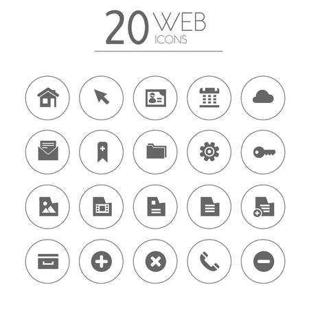 Simple thin web icons collection on white backgroundのイラスト素材