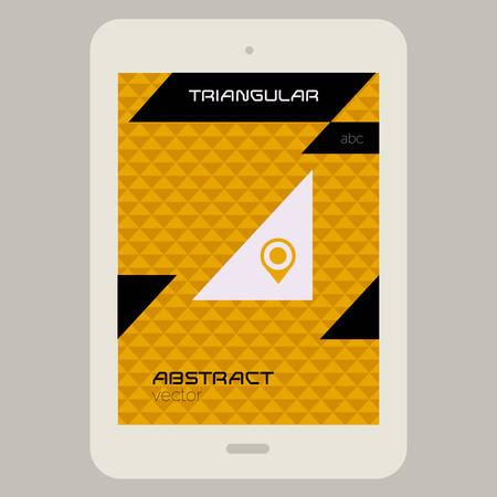Abstract ui template with Tablet PC on triangular backgroundのイラスト素材