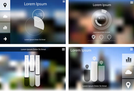 Abstract flat ui statistics templates collection with infographics and web elementsのイラスト素材