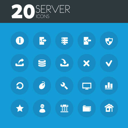 Server icons on round blue buttonsのイラスト素材