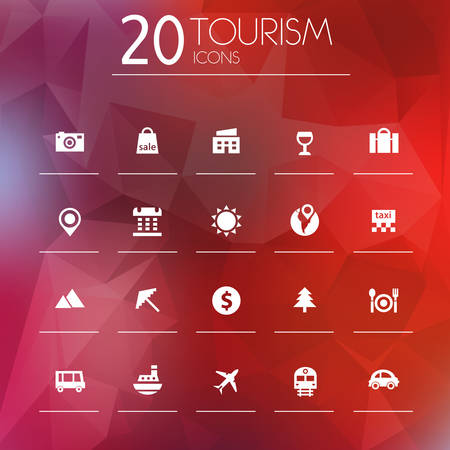 Tourism icons on blurred backgroundのイラスト素材