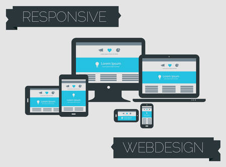 Responsive webdesign technology page design template conceptのイラスト素材