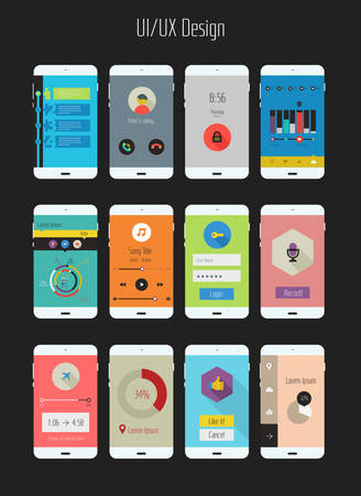 Modern flat design UI mobile application templatesのイラスト素材
