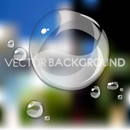 Transparent water drop on defocused background with place for text, 10 EPSのイラスト素材