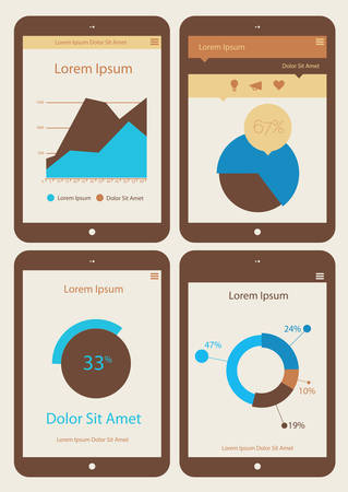Flat ui design infographics template collection on Tablet PCのイラスト素材
