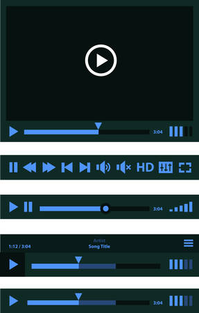 Flat ui design media player application template for tablet pc or smartphoneのイラスト素材