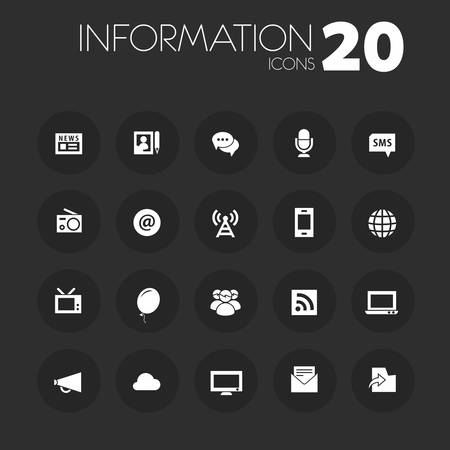 Simple thin information icons on dark gray buttonsのイラスト素材