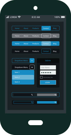 Flat ui design smartphone mobile app templateのイラスト素材