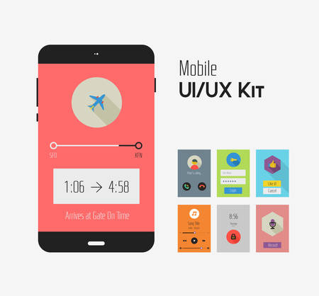 Flat Ui or UX mobile apps kitのイラスト素材