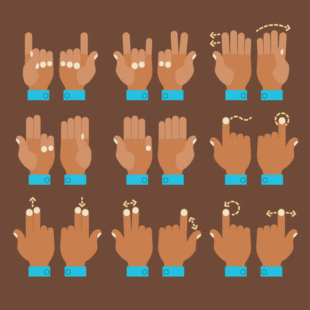 Multitouch gesture hands icons setのイラスト素材