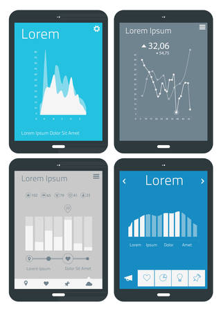 Flat ui design infographics and apps templates on tablet pcのイラスト素材