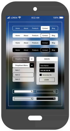 Flat ui design smartphone mobile app templateのイラスト素材