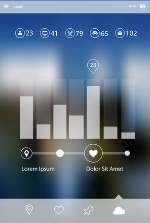 Flat ui design infographic template on defocused blurred backgroundのイラスト素材