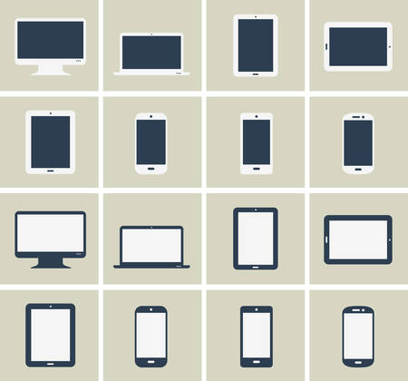 Flat gadgets collectionのイラスト素材