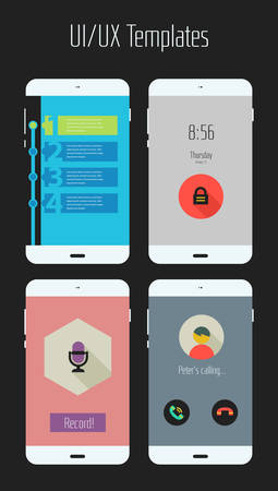 Modern flat design UI mobile application templatesのイラスト素材