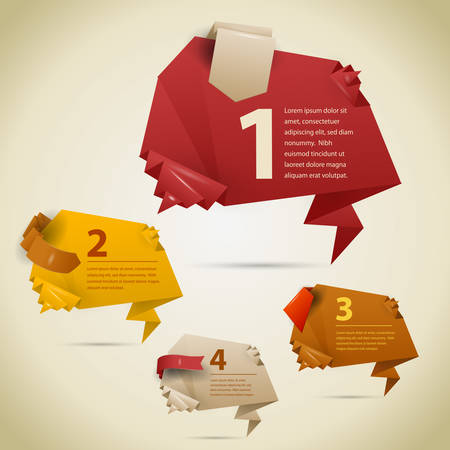 Origami abstract banners with numeric steps and place for text. Image contains transparency effects in lights and shadows - you can put them on every surface. 10 EPSのイラスト素材