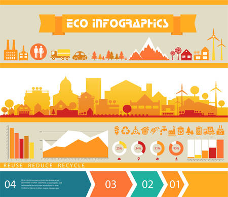 Small town and village infographics with step bannersのイラスト素材