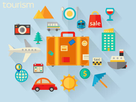 Flat design concept for travel and tourismのイラスト素材
