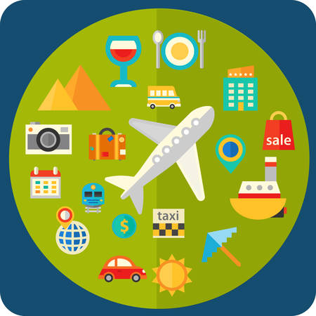 Flat design concept for travel and tourismのイラスト素材
