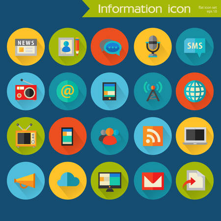 Trendy flat detailed information colored icons on colored circlesのイラスト素材