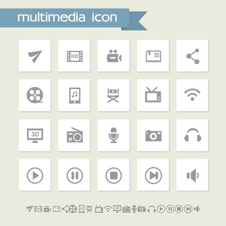 Modern flat design simple multimedia icons collectionのイラスト素材