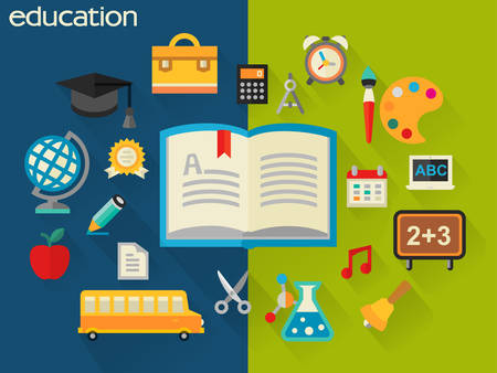 Flat design detailed concept for school objectsのイラスト素材