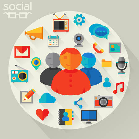 Flat design vector concept for social networkingのイラスト素材