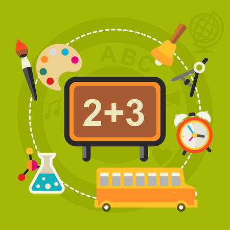 Education Concept - Back to school. Flat style vector illustration online web bannerのイラスト素材