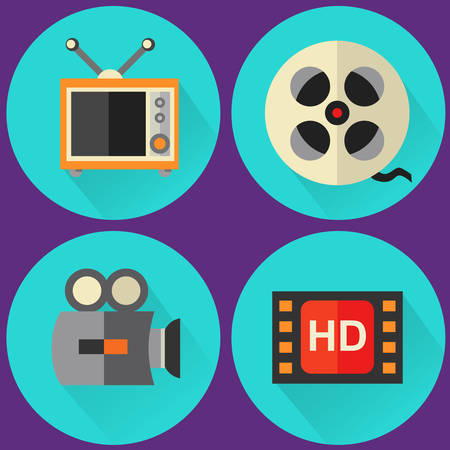 Four high detailed flat style multimedia iconsのイラスト素材