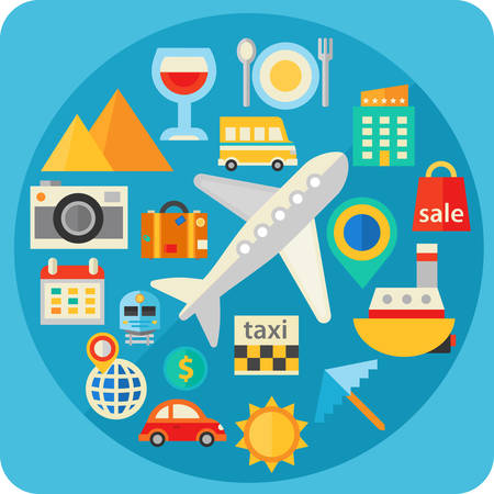 Flat design concept for travel and tourismのイラスト素材