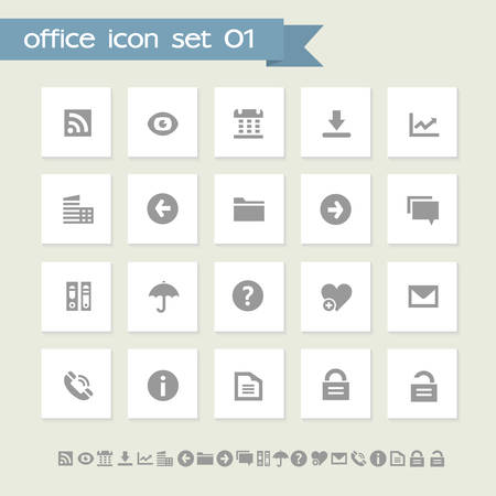 Modern flat design simple office icons collection, set 1のイラスト素材