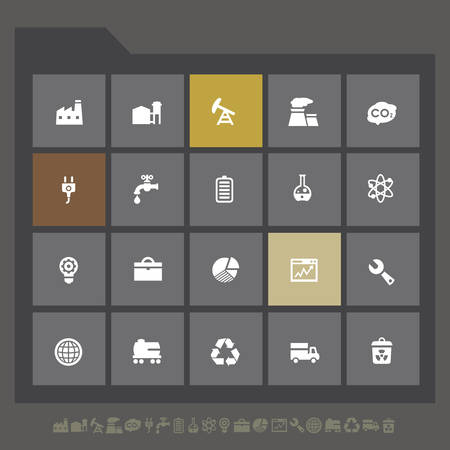 Modern flat design industrial icons collection on gray buttonsのイラスト素材