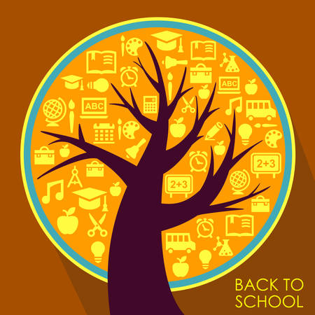 Back To School abstract background with education stylized treeのイラスト素材