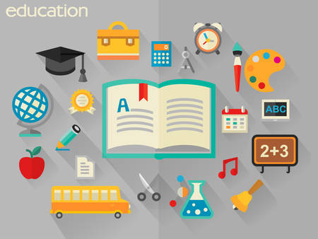 Flat design detailed concept for school objectsのイラスト素材