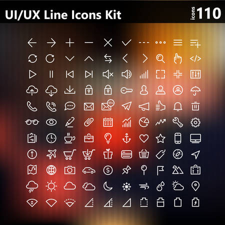 110 UI and UX big bold line icons collection,のイラスト素材