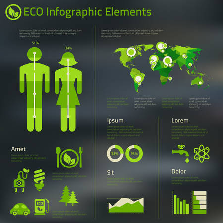 Abstract infographics template of human issues and ecological problemsのイラスト素材